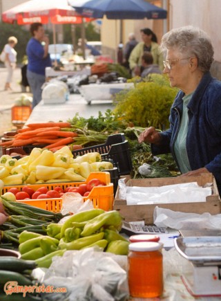 Hungary, Tokaj town, open-air fruits and vegetables market